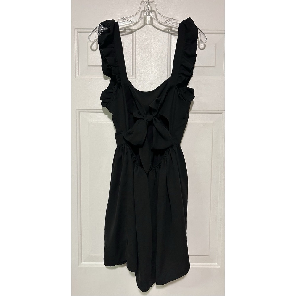 Women's Tie Back Ruffle Strap A‎ Line Fit and Flare Dress- Black Medium - Picture 5 of 14